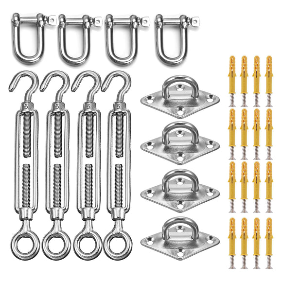 28Pcs Sun Shade Sail Accessories for Triangle or Square Shade Sail Replacement Fitting Tools Kit