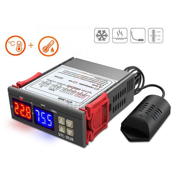 STC-3028 12V 24V DC 10A Digital Temperature Humidity Meter Thermostat LCD Display Thermoregulator Hygrometer Adjustable Heater Regulator