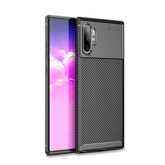 Bakeey Protective Case For Samsung Galaxy Note 10 Plus/Note 10+/Note 10+ 5G Slim Carbon Fiber Fingerprint Resistant Soft TPU Back Cover
