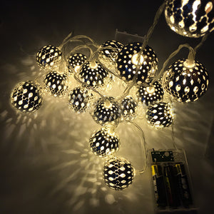 KCASA 2M 20 LED Metal Moroccan Ball String Lights LED Fairy Lights for Festival Christmas Halloween