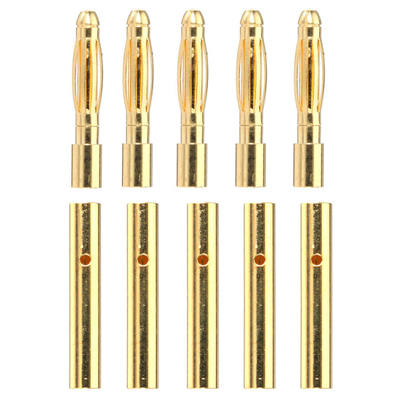 5 Pair 2mm Gold Bullet Connectors Banana Plugs For RC Car/Drone Lipo Battery