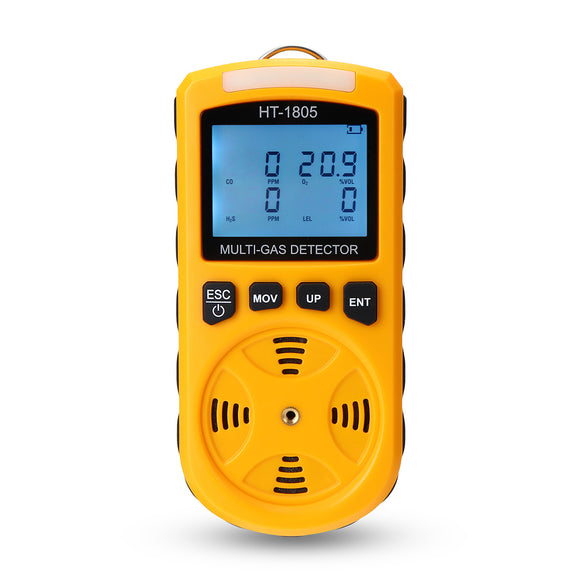 HT-1805 4 in 1 Portable Gas Tester Detector Poisonous O2 CO H2S LEL Gas Density Monitor