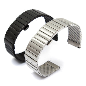22mm Double Butterfly Buckle Fold Stainless Steel Watch Band