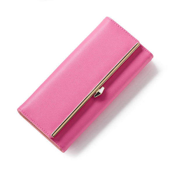 Women Candy Color Hasp Long Wallet Luxury Purse Card Holder Coin Bags