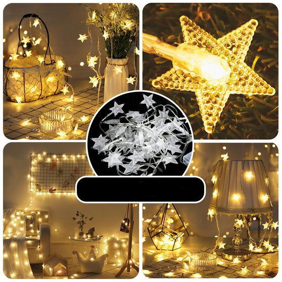 2M 3M 5M 6M 10M Battery Powered Warm White Fairy Garland LED Star String Light Wedding Party Home Decor