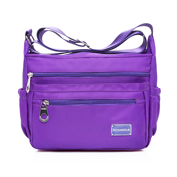 Large Multilayer Zipper Pockets Light Shoulder Bags Nylon Waterproof Crossbody Messenger Bags