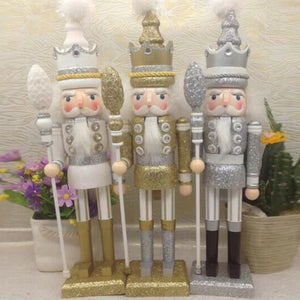 42cm Wooden Nutcracker Doll Soldier Vintage Handcraft Decoration Christmas Action Figure Gifts