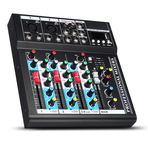 4 Channel USB bluetooth Audio Mixer Portable Live Studio Mixing Console