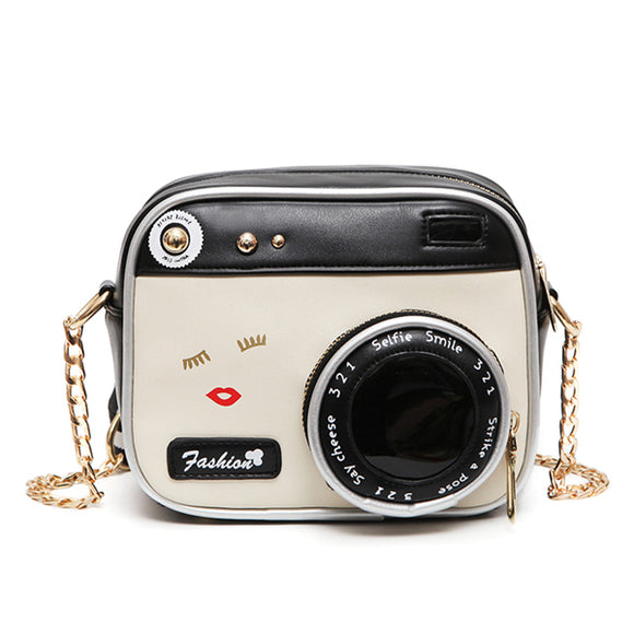 Women's Crossbody Bag Vintage Camera Shape Colorblock Zipper Bag