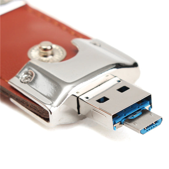8/16/32GB Portable Leather Mirco USB2.0 OTG Flash Drive U Disk