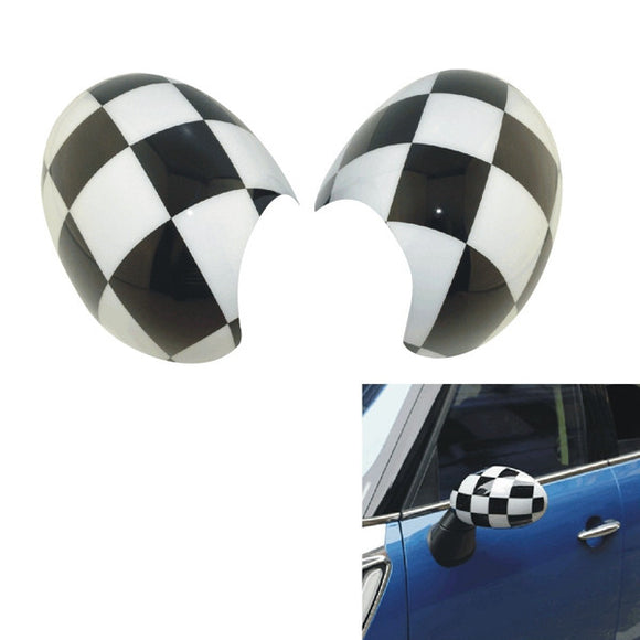 2Pcs ABS Black White Square Door Mirror Cover for BMW Mini Cooper Countryman Electric