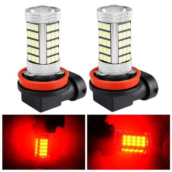 2pcs H11 2835 SMD Red LED Fog Light Daytime Running Light Bulb with Lens Aluminum Housing