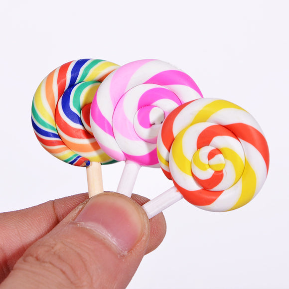 10PCS Rainbow Color Lollipop DIY Embellishment Decoration Craft Cell Phone Strap Pendant