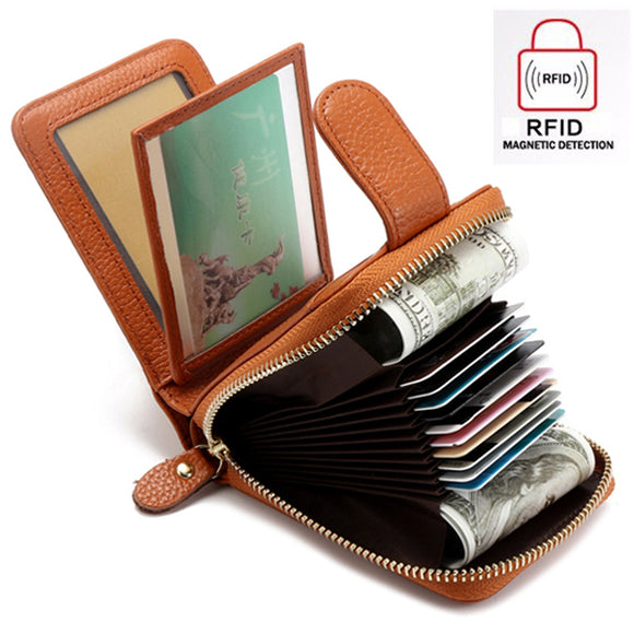 Men And Women Trifold Genuine Leather Wallet Purse Casual Card Holder Coin Bag