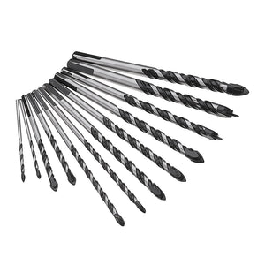 Drillpro 10pcs 1/8 1/4 5/16 3/8 1/2 Masonry Drill Bits Twist Drill Set for Tile Brick Cement Concrete
