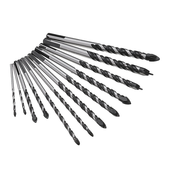 Drillpro 10pcs 1/8 1/4 5/16 3/8 1/2 Masonry Drill Bits Twist Drill Set for Tile Brick Cement Concrete