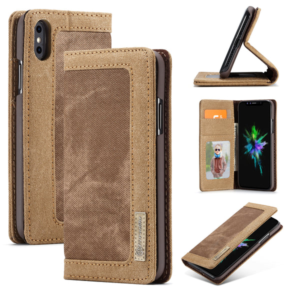 Caseme Protective Case For iPhone XS Max Canvas Magnetic Flip Bracket Wallet Cover
