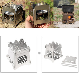 Portable Wood Folding Stove Compact Outdoor Camping Stove Picnic Hiking Cooking Hardware