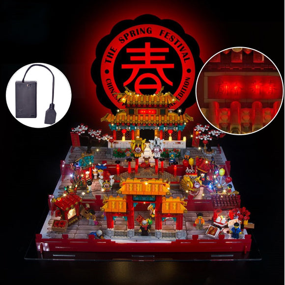 DIY LED Light Kit For LEGO 80104 Lion Dance Chinese Temple Fair Blocks + Battery Box