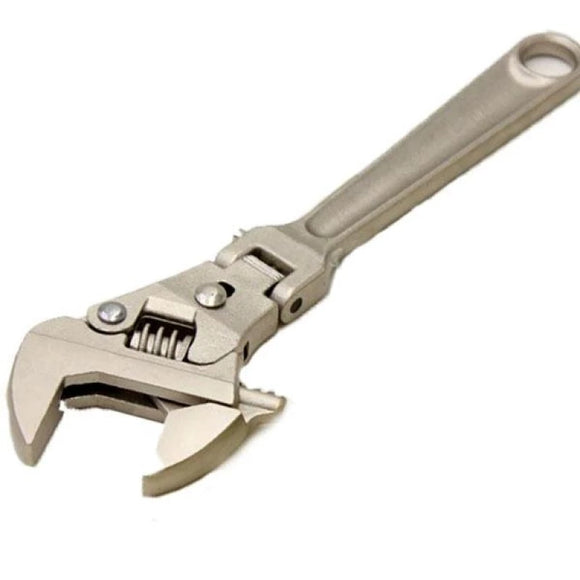 8 inches Adjustable Ratchet Wrench Folding Handle Dual-Purpose Pipe Wrench Spanner Key Hand Tool