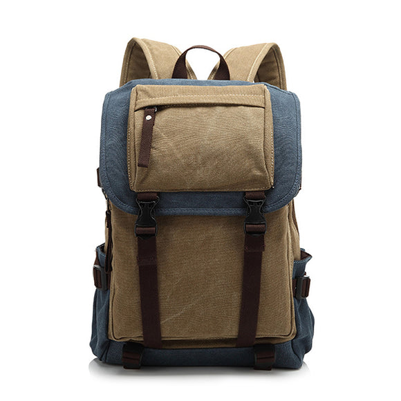 Large Capacity Men Canvas Mountaineering Hiking Backpack
