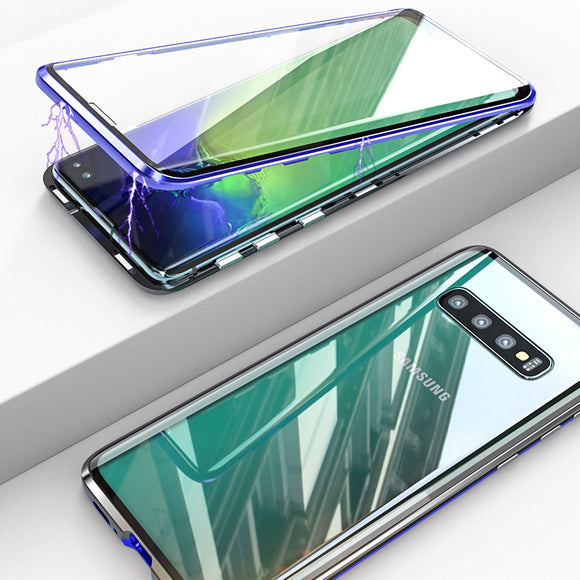 Bakeey 360 Full Body Magnetic Adsorption Aluminum Alloy Tempered Glass Protective Case For Samsung Galaxy S10e/S10/S10 Plus
