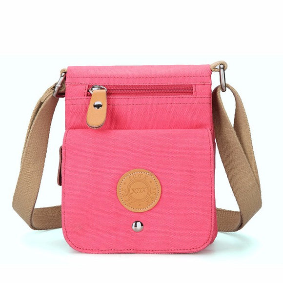 Women Canvas Shoulder Bags Front Pockets Crossbody Bags Small Flap Messenger Bags