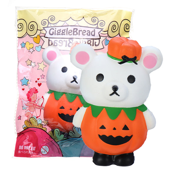 GiggleBread Halloween Pumpkin Bear Squishy 13*9.5*6.5CM Licensed Slow Rising With Packaging