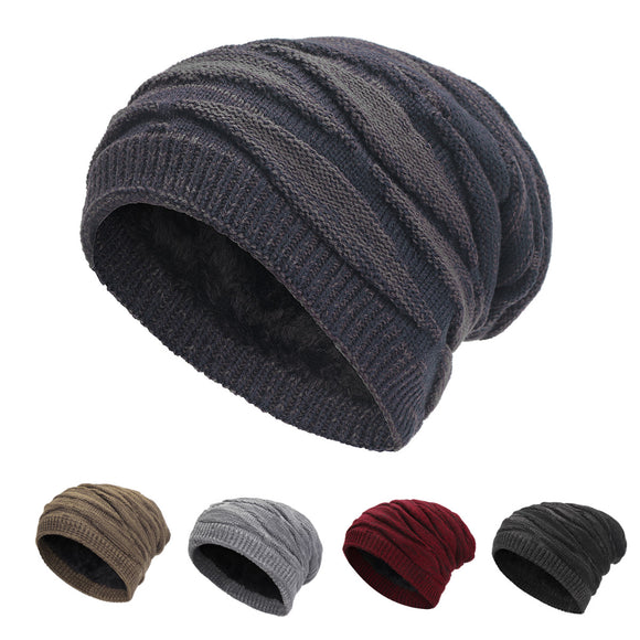 Unisex Winter Warm Baggy Woolen Yarn Knit Hat Outdoor Cycling Skiing Cap Fashion Beanie Ski Hat