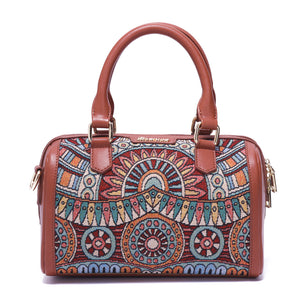Brenice Embroidery Flower Printing Tote Handbags Vintage Shoulder Bags
