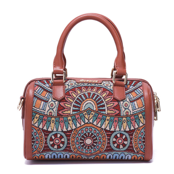 Brenice Embroidery Flower Printing Tote Handbags Vintage Shoulder Bags
