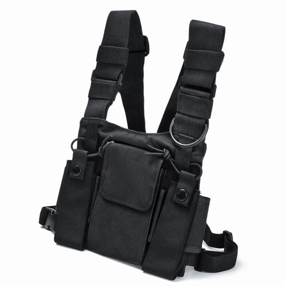 Chest 3 Pocket Harness Nylon Bag Pack Backpack Holster for Radio Walkie Talkie Two Way Radio