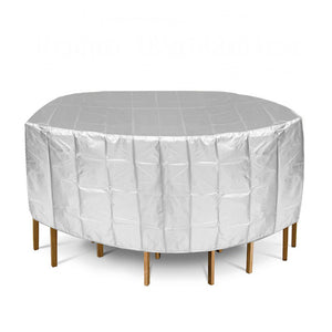 188x84cm Silver Furniture Waterproof Cover Round Outdoor Garden Table Chair Dust-proof Cover Cap