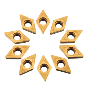 Drillpro 10pcs DCMT070204 Carbide Insert DCMT 0702 Cutter For for SDNCN Turning Tool Holder