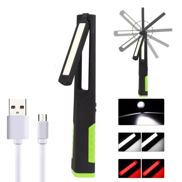 XANES U31 5Modes 360 Rotation USB Rechargeable COB+LED Dual Light Worklight with Magnetic Tail Flashlight