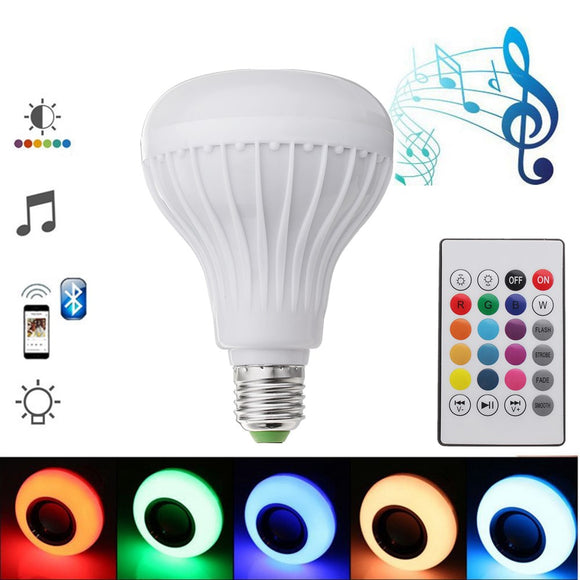 E27 12W Emergency Rechargeable Colorful LED Light Bulb bluetooth Speaker Music Lamp AC220V