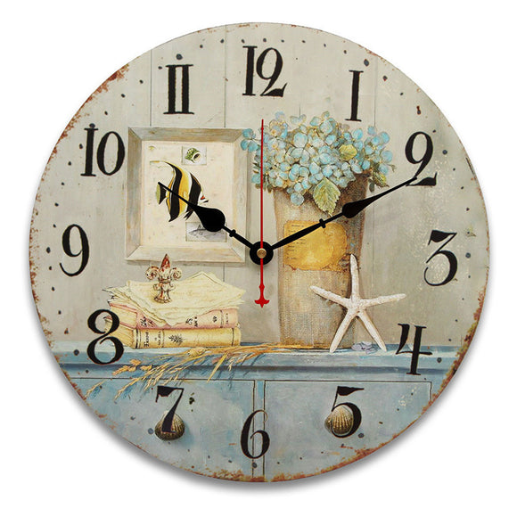 34cm Vintage Wall Clocks Antique Flavour Kitchen Retro Style Shabby Chic Home Cafe Decor