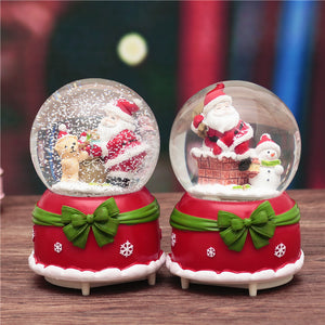 18CM Christmas Globe Santa Music Box Snowing Bow-knot Rotating Crystal Ball Decor Gift