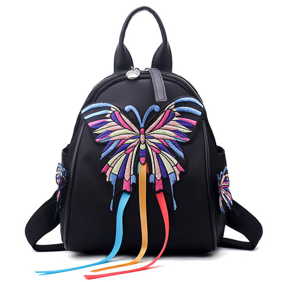 Women Oxford Embroidery Functional Shoulder Bag Backpack