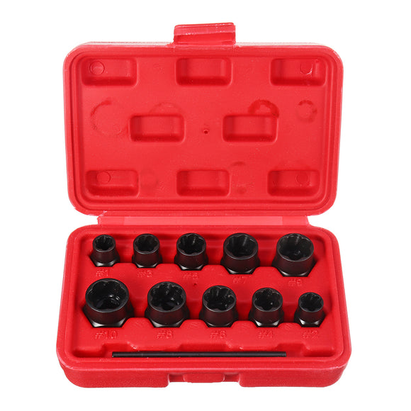 Drillpro 11Pcs Impact Damaged Bolt Nut Remover Extractor Socket Tool Set Bolt Nut Screw Removal Socket Wrench