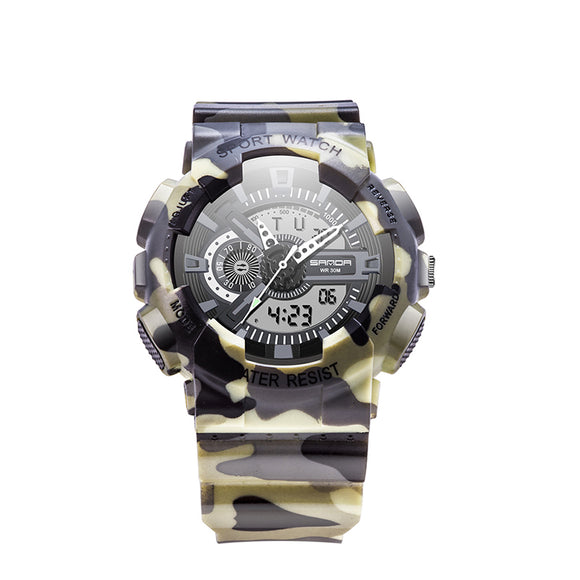 SANDA 799 Digital Watch Camouflage Military Dual Display Sport Men Wrist Watch