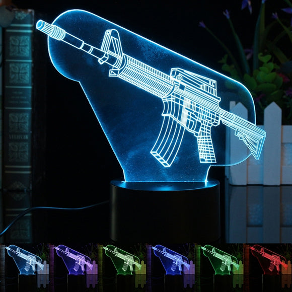 3D Illuminated Illusion Color Changing Gun LED Desk Night Light Lamp Xmas Gift