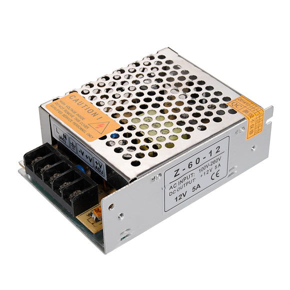 AC 110V/240V to DC 12V 5A 60W Switching Power Supply SMPS Transformer for LED Strip Light