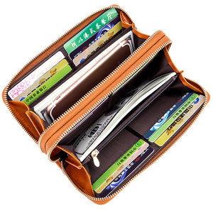 24 Card Slots Quality Genuine Leather Oil Leather Double Layer Card Slots Wallet For Men Women