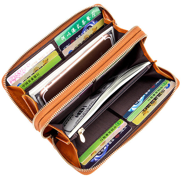 24 Card Slots Quality Genuine Leather Oil Leather Double Layer Card Slots Wallet For Men Women