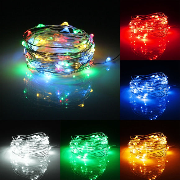 6M 60 LED Battery Operated Silver Wire Waterproof String Fairy Light + Remote Controller