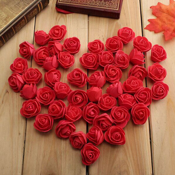 50pcs 2.5cm Artificial Roses PE Foam Rose Flower Wedding Party Home Decoration Valentine's day Fake Flowers