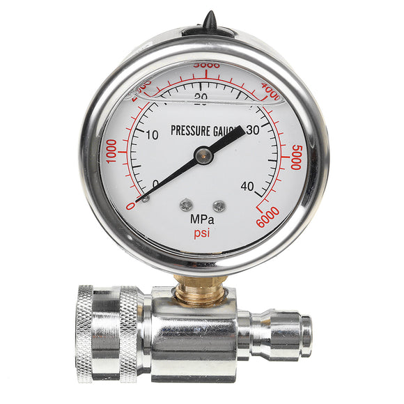 Axial Hydraulic Pressure Gauge Test 40MPa 6000PSI Stainless Steel Indicator