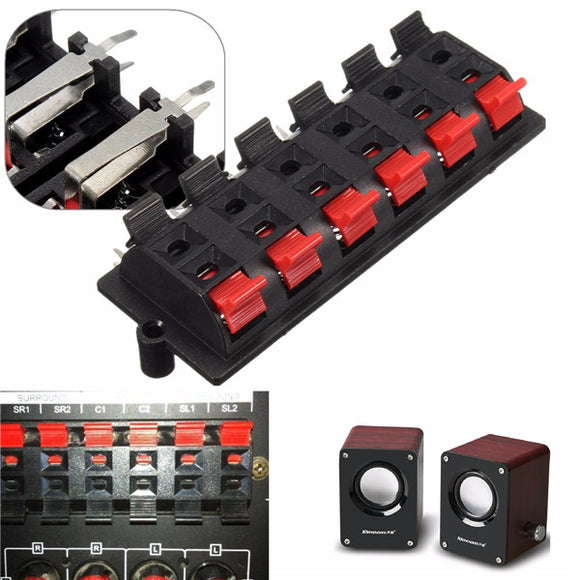 12 Way 2 Row Push Release Connector Plate Stereo Speaker Terminal Strip Block Audio Clamp