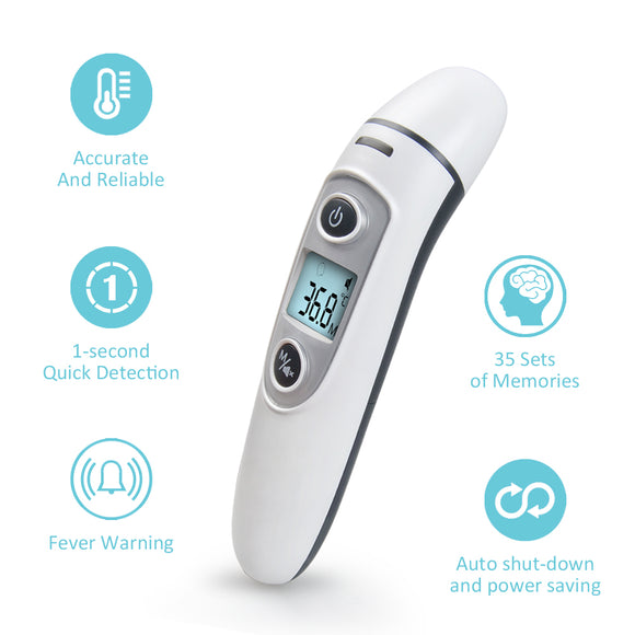 KCASA New Infrared Thermometer Temperature Sensor IR Digital LCD Forehead and Ear Non-Contact for Adults Baby Body Care Thermometer Fever Measurement
